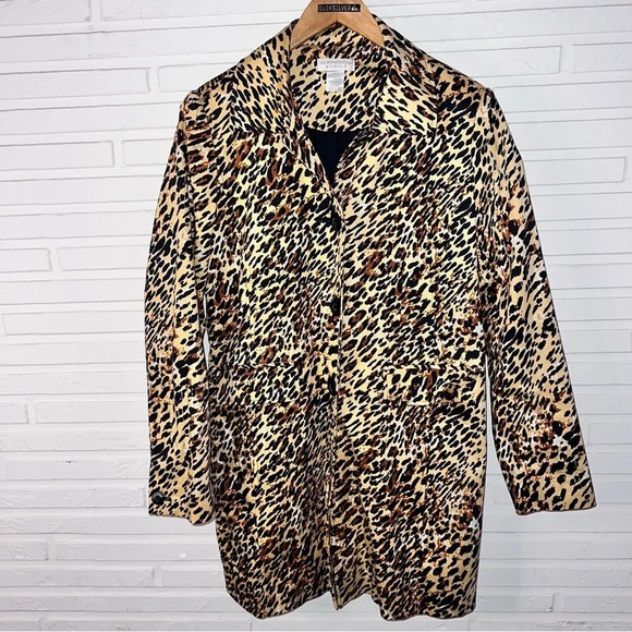 Worthington Brown Leopard Print Cotton Trench Overcoat , Women’s Size Small - Picture 1 of 9